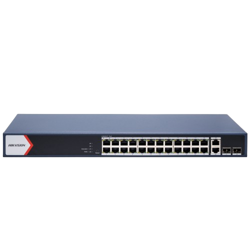 Switches | HIKVISION DS-3E1528P-EI — Switch , 24 Puertos Gigabit Ethernet 10/100/1000 24 x PoE+ 370W, 2 Puertos SFP, 68 Gbit/s, 16000 Entradas, Administrado