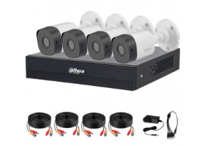 Kits de Vigilancia | DAHUA KITXVR1B04-I/T/4-B1A11N — Kit de Vigilancia de 4 Cámaras CCTV Bullet con Grabadora de 4 Canales