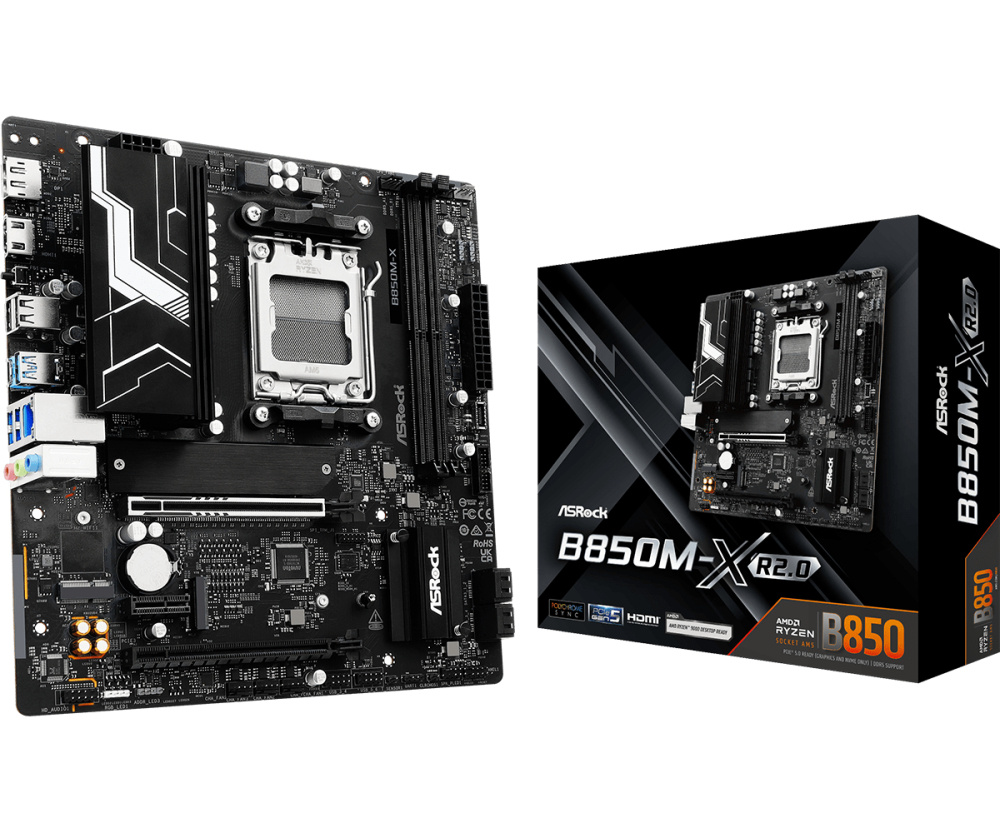 Tarjetas Madre | ASROCK 90-MXBSG0-A0UAYZ — Tarjeta Madre B850M-X R2.0, Micro-ATX, Socket AM5, AMD B850, 128GB DDR5, HDMI/DP para AMD