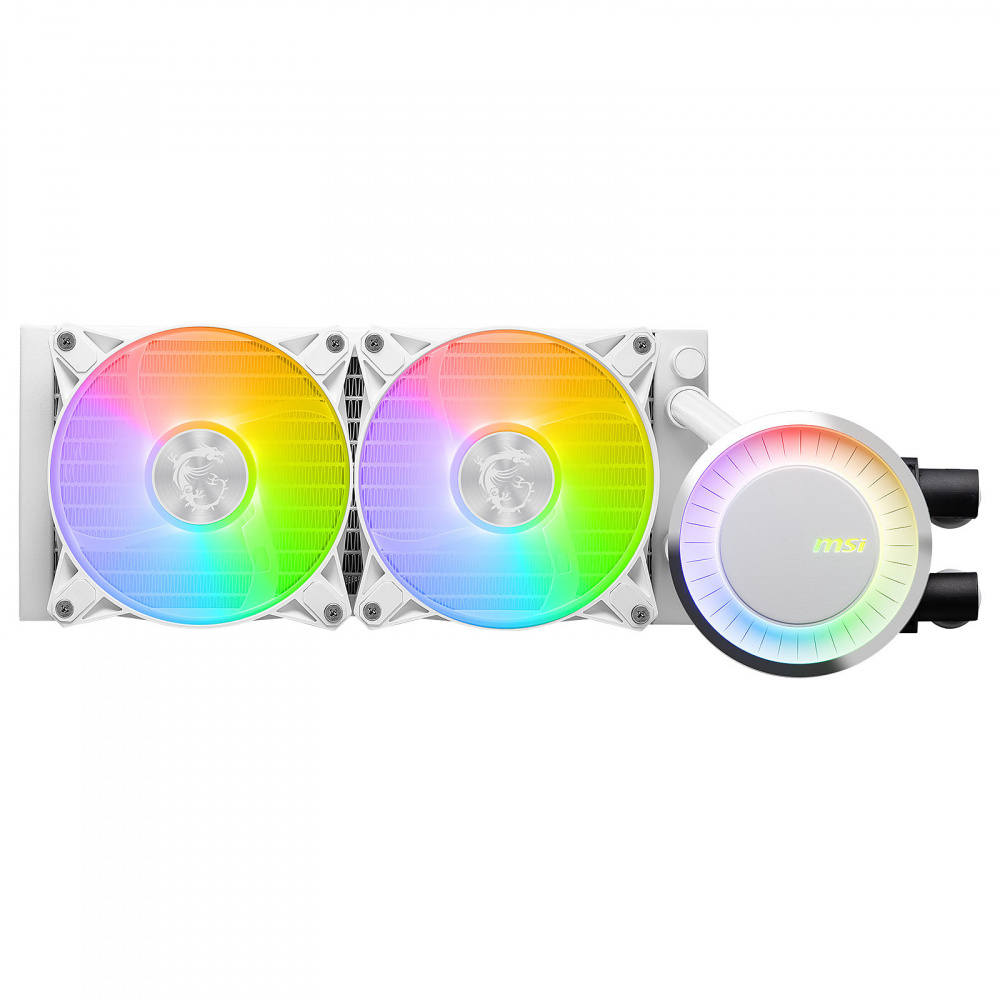 Enfriamiento Líquido | MSI MAG CORELIQUID E240 WHITE — Enfriamiento Líquido para CPU, 2x 120mm, hasta 3000RPM, Blanco