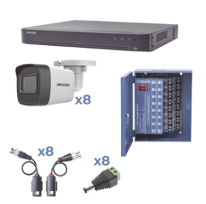 Kits de Vigilancia | HIKVISION IDS-7208HQHI-M1/S-KIT — Kit de Vigilancia de 8 Cámaras CCTV Bullet y 8 Canales, con Grabadora