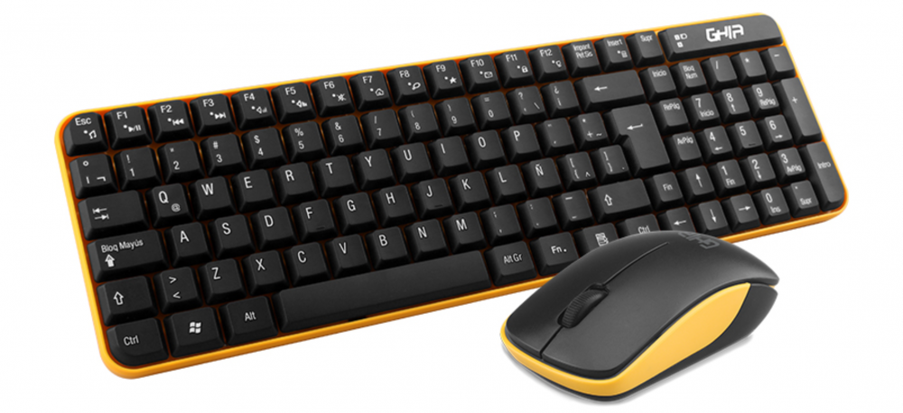 Kits de Teclado y Mouse | GHIA GT4000NA — Kit de Teclado y Mouse , RF Inalámbrico, Negro/Amarillo (Español)