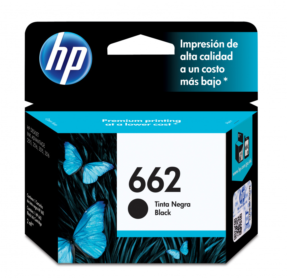 Cartuchos | HP CZ103AL — Cartucho 662 Negro Original, 120 Páginas