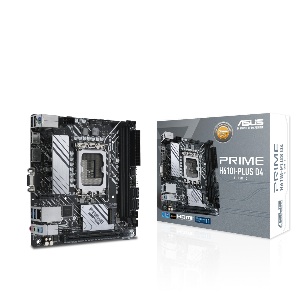 Tarjetas Madre | ASUS PRIME H610I-PLUS D4-CSM — Tarjeta Madre , Mini-ITX, LGA 1700, Intel H610, 64GB DDR4, HDMI/DP para Intel