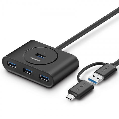 Repetidores USB | UGREEN 40850 — Hub USB-A/C Macho - 4x USB-A Hembra, Negro
