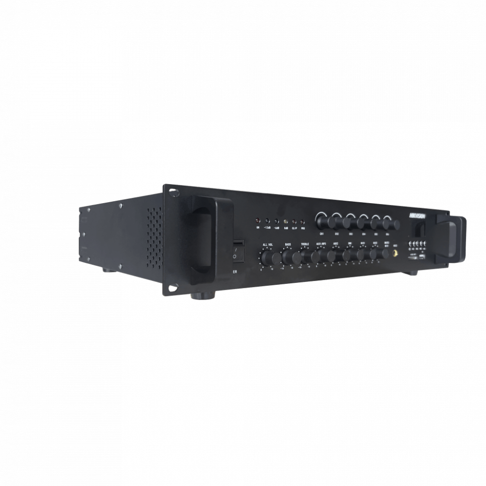 Ecualizadores / Crossover / Amplificadores | HIKVISION DS-QAE0A120G1-VB6/110 — Amplificador de Audio , Alámbrico/Inalámbrico, 6 Canales, RCA, 100V