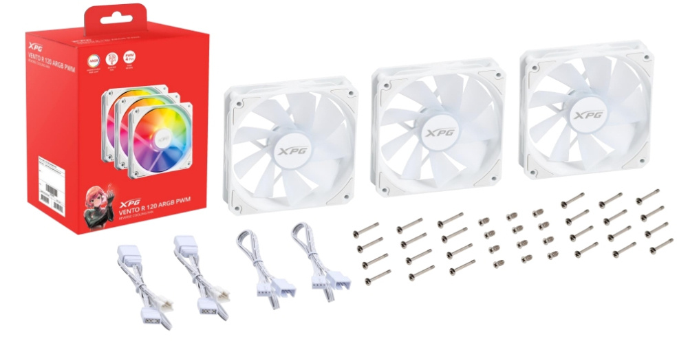 Ventiladores | XPG VENTOR120ARGBPWM3C-WHCWW — Ventilador VENTO R, 120mm, 1600RPM, ARGB, Blanco