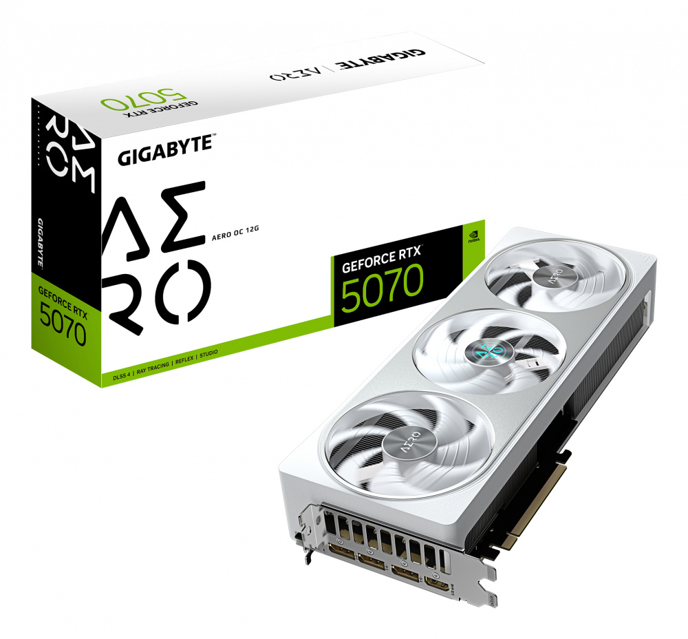 Tarjetas de Video | GIGABYTE GV-N5070AERO OC-12GD — Tarjeta de Video NVIDIA GeForce RTX 5070 AERO OC, 12GB 192-bit GDDR7, PCI Express x16 5.0, Mín. 650W