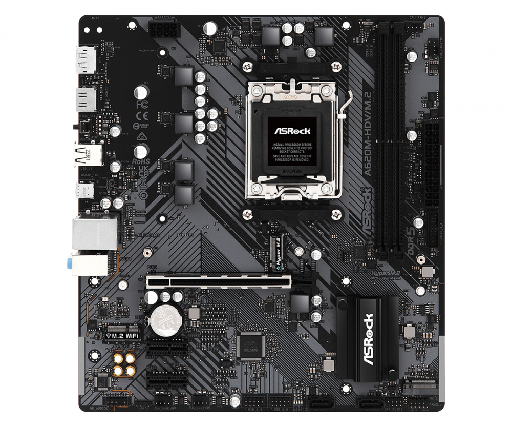 Tarjetas Madre | ASROCK 90-MXBLL0-A0UAYZ — Tarjeta Madre A620M-HDV/M.2, Micro-ATX, Socket AM5, AMD A620, 96GB DDR5, HDMI/DP para AMD