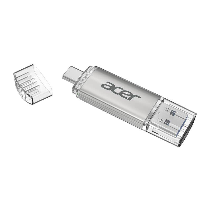 Memorias USB | ACER BL.9BWWA.588 — Memoria USB UT300, 32GB, USB-A/USB-C 3.0, Lectura 150MB/s, Escritura 90MB/s, Gris